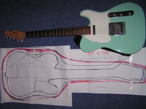 The initial design and notes next to one of the guitars ill use the case for.