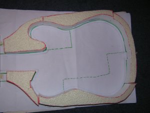 Polystyrene shell layed on template